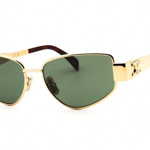 Gold Sunglasses with Green Lenses Celine